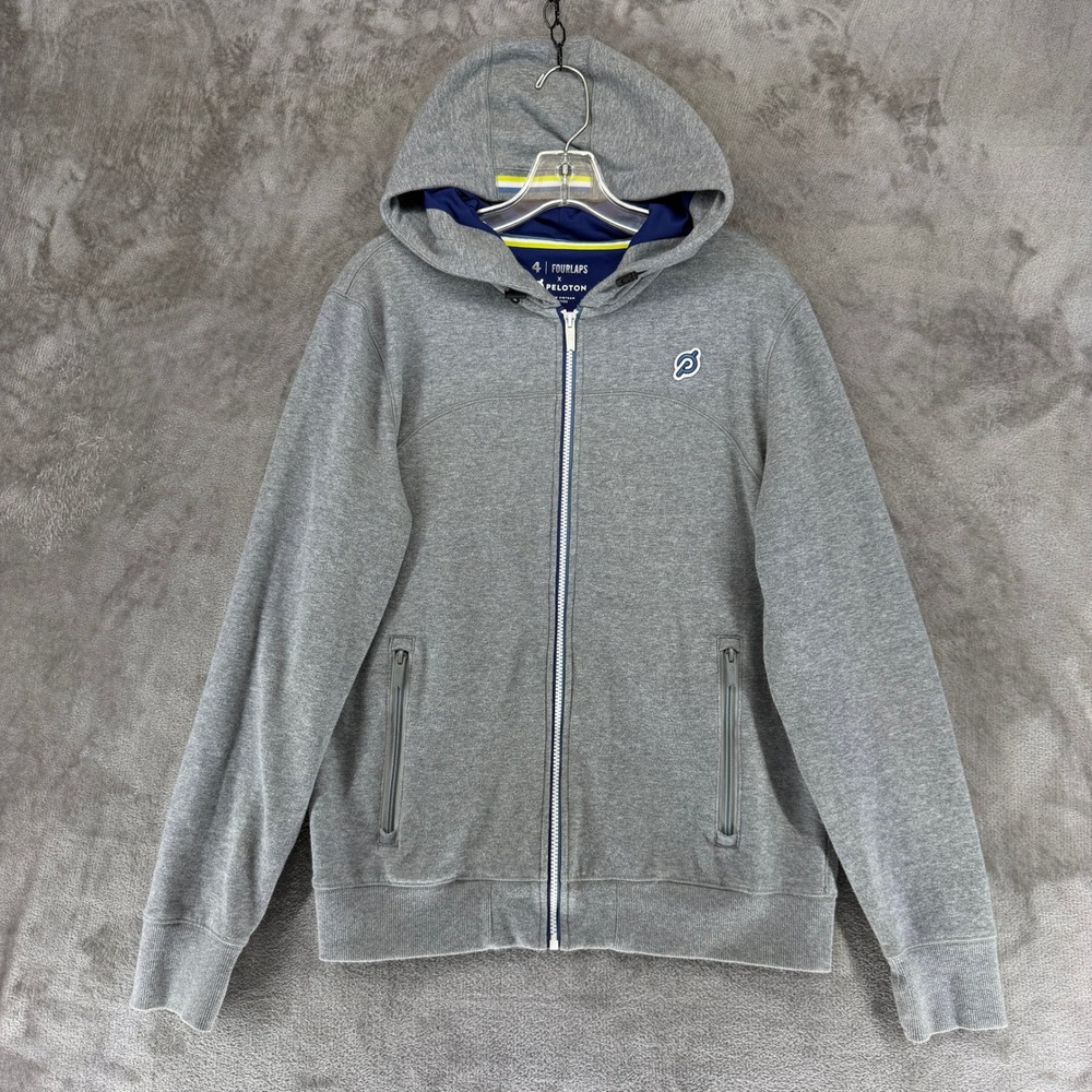 Fourlaps Full Zip Hoodie Mens M Style 1034 Grey Peloton EUC